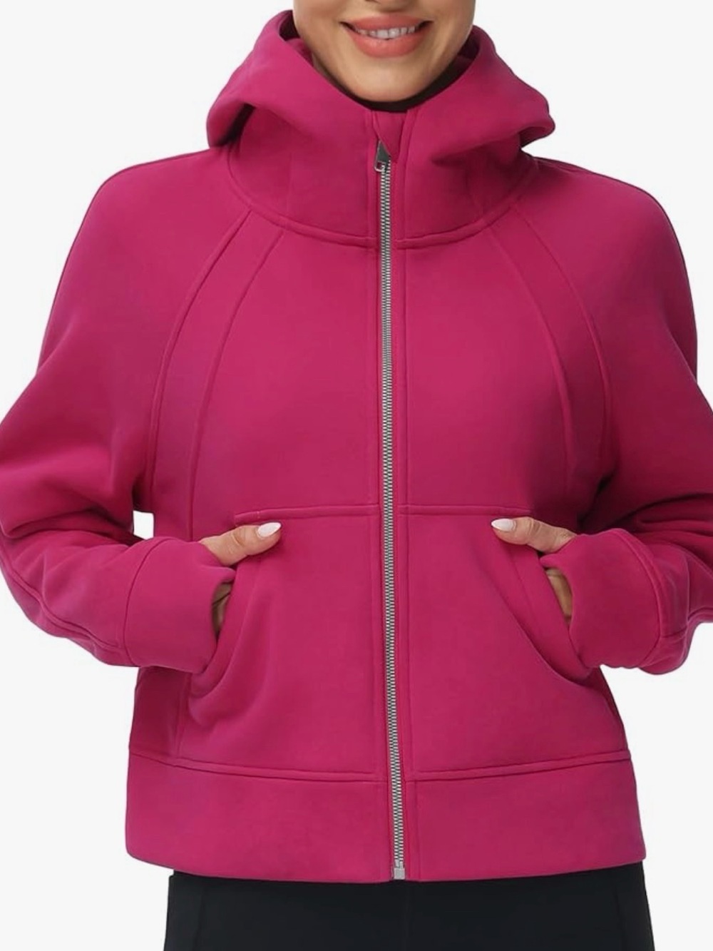 The Gym People - S- Bright Fuchsia Zip-Up crop Hoodie